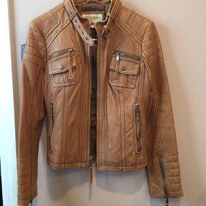 Michael kors brown leather jacket